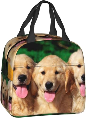 多機能 大容量 手提げお弁当箱 保温 保冷 笑顔のゴールデン レトリバーの犬 食品収納 保温バッグ 通勤 ファスナー付き 手提げ 保冷ランチバッグ 鞄 防水 ランチバッグ 保温 保冷 弁当バッグ ランチトート プチバッグ