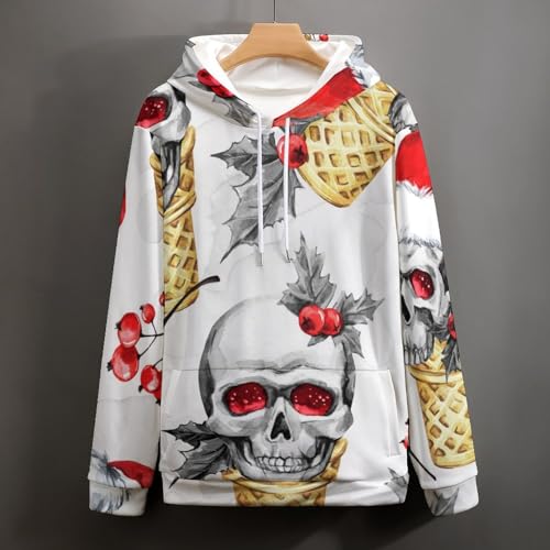 Sweatshirt pull Crâne de Noël unisexe, le cadeau original à manches longues taille S - 4