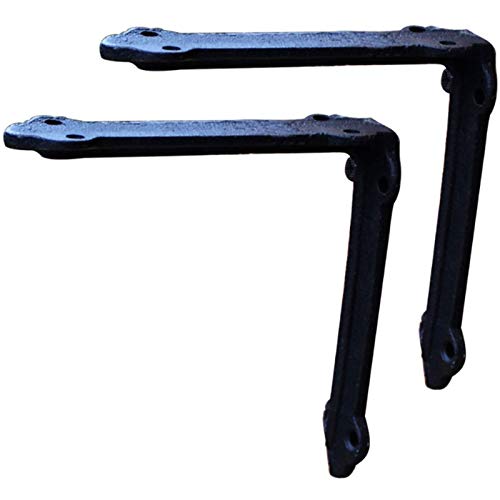 2 Staffe per Mensola Flottanti, Stile Retrò Vecchio Stile, Staffe per Mensola a Forma Di L, Staffa per Mensola Nera, Staffe Angolari In Metallo, Staffa per Libreria in Ghisa Cover