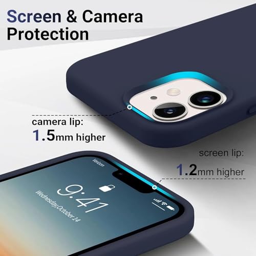 Image of Premium Liquid Silicone Case for iPhone 12 & 12 Pro - Slim Full Body Protective Back Cover with Soft Microfiber Lining, Anti-Slip Grip Scratch Resistant Phone Case(Navy Blue)