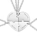 Produktbild XiXi Freundschaftskette für 2/3/4 Personalisierte BFF Ketten Halskette Damen Kette Herz Anhänger Namenskette Personalisierter Schmuck (kette für 4, Edelstahl)
