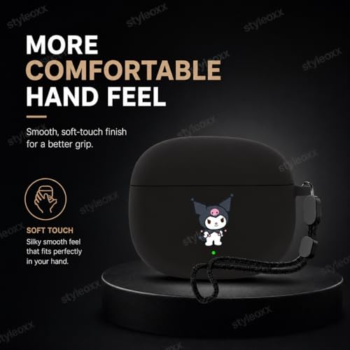 Image of Anvique Silicone Case for OnePlus Buds 4 Pro,Shockproof Protective Cover, Scratch Resistant, Lightweight, Precise Fit with Charging Access (Kurumii Lanyard)