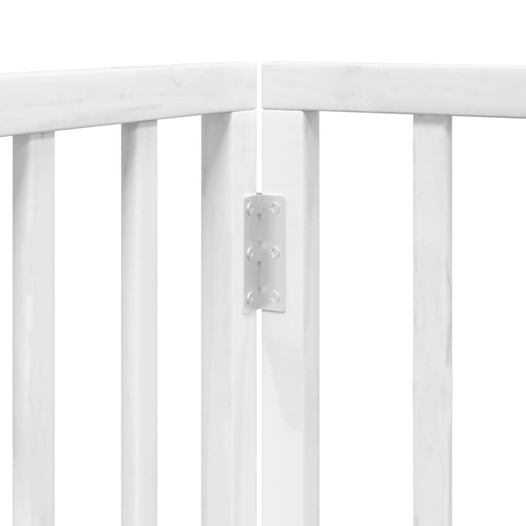 3-TLG. faltbares Hundetor aus Pappelholz, weiß 150 cm, Haustiergitter ohne Bohren montierbar, platzsparend zusammenfaltbar für Wohnzimmer, Küche und Treppe