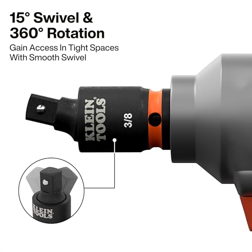 Image of Klein Tools 65148HD KNECT Deep-Well and Shallow Impact Socket Set, 3 /8-Inch Drive, SAE and Metric, 44-Piece Tool Set, Impact Driver, Swivel Adapter, Wrench Extensions, Removable Socket Organizer