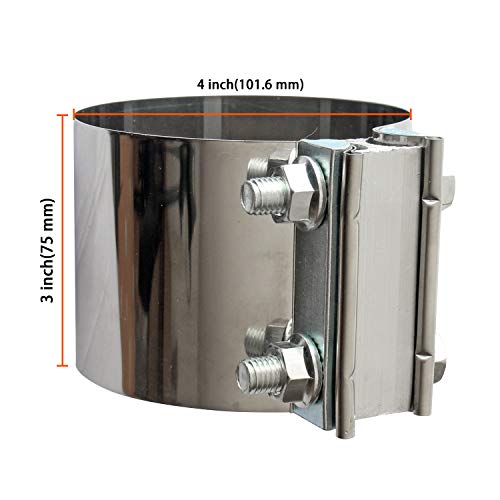 Image of 2PCS Exhaust Clamps 4 Inch Butt Joint Exhaust Pipe Muffler Clamp Band Stainless Steel Exhaust Pipes Connection for Cars