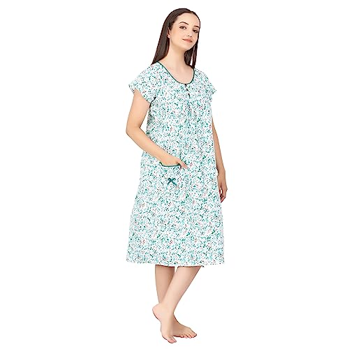 Breezly Woman's Long Short Calf Length Pure Cotton Nighty Multicolour - Image 4