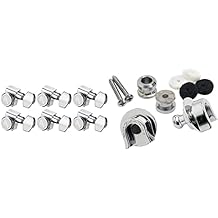 Fender Deluxe Locking Staggered Guitar Tuners, Chrome & Straplock W/Button Chrome