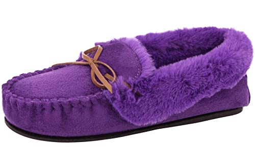 Dr Keller Zapatillas de mocasín para mujer con forro esponjoso y detalle de encaje, talla 3, 4, 5, 6, 7, 8, Purple, 39 EU Cover
