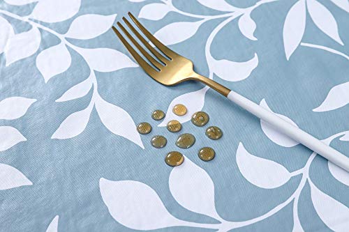 Rectangular Vinyl Tablecloth ,Heavy Duty 100 % Waterproof Oil-Proof Wipeable With Bflannel Backing For Kitchen Party Picnic Dining Spring Summer Indoor & Outdoor(Blue, 60X84 Inch)… #TOP2