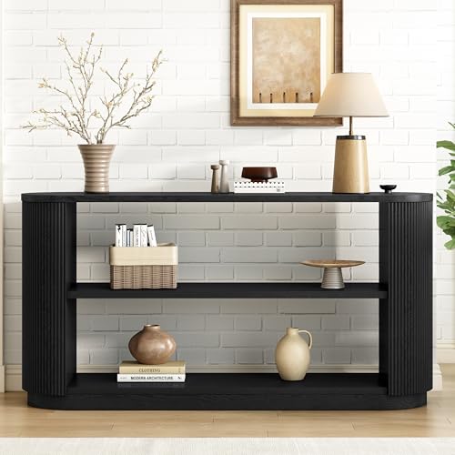 Modern Console Table with Open Shelf,Multi-Functional Slim Sofa Side Table