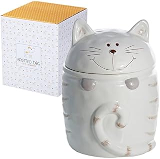 SPOTTED DOG GIFT COMPANY Cookie Jar Novelty Large Ceramic Kitchen Storage Jar with Lid, Cute Biscuit Barrel - Cat Themed Gifts for Animal Lovers Women Men