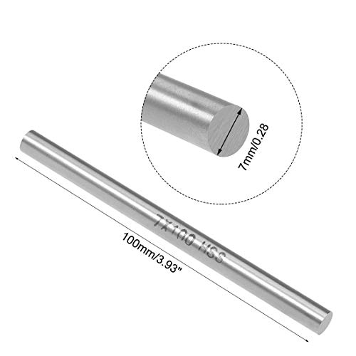 sourcing map 5Stk. Rundstahlstange 7mm HSS Drehmaschine Stangenmaterial Werkzeug 100mm lang für Wellen Zahnrad Bohren Maschinen Bohrmaschine Drehen Miniaturachse Zylinderstift