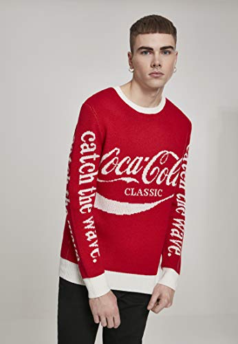 MERCHCODE Sudadera para Hombre Coca Cola Xmas, Hombre, Sudadera, MC320, Rojo, Extra-Small