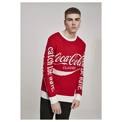 MERCHCODE Sudadera para Hombre Coca Cola Xmas, Hombre, Sudadera, MC320, Rojo, Extra-Small