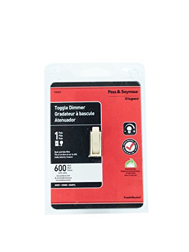 Legrand-Pass & Seymour T600Iv Toggle Dimmer 600-Watt Single Pole Easy Install, Ivory #TOP2