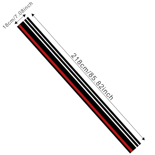Image of TOMALL 2-Pc 85.8''x7'' Vinyl Racing Stripe Decals Sets for Car Hood Roof Trunk Auto Sports Stripe Graphics Modified Stickers for Vehicle SUV Off-Road DIY Exterior Decoration Accessories (Black /Red)
