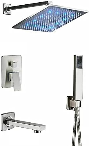 Ensemble de douche en nickel brossé avec mitigeur mécanique mural complet - 2
