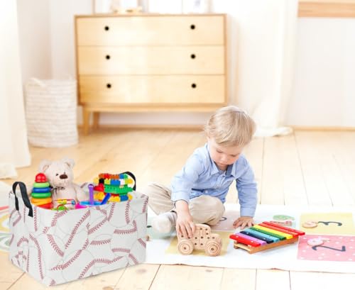 Image of Rectangular Baseball Baskets, Sport Basket for Kids,Kids Basket, Boys Storage bins with Handles.Clothers,Toys,Books, Gifts Storage. (Baseball)