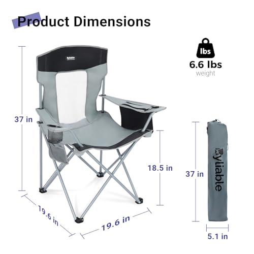 Silla plegable para camping Byliable, ligera, portátil, color gris miniatura 3