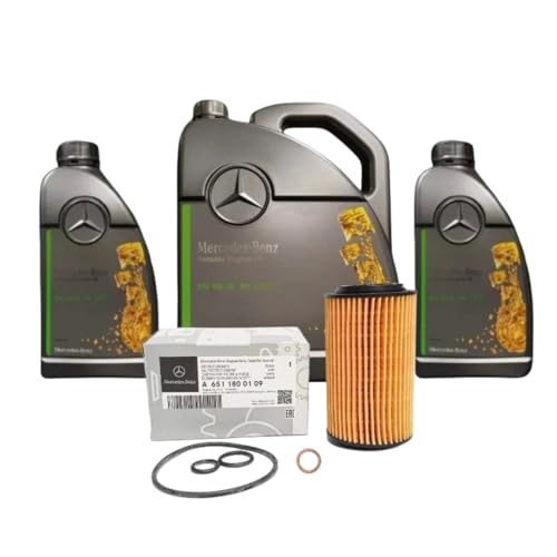 Mercedes-Benz Genuine Service Kit Includes 7L 5W30 MB 229.52 GB Fully Synthetic LoAsh Engine Oil + Oil Filter A6511800109 + Sealing Ring N007603014106 for Diesel Cars, Vans, SUVs, Sprinter