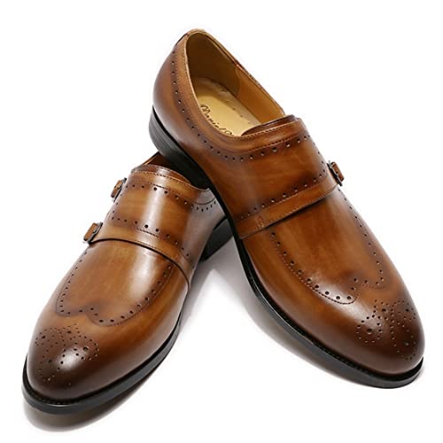 Zapatos Oxford slip on con doble hebilla y detalles brogue