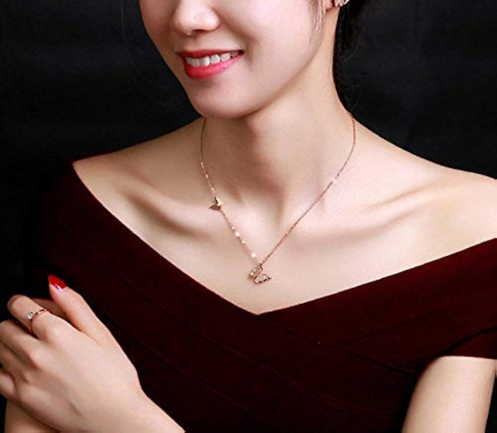 18k Rose Gold Plated Butterfly Necklace for Women