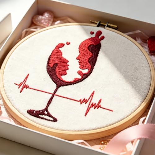Image of Couple Embroidery Kits for Beginners Adults, Abstract Face Embroidery Starter Kit, Hand Stamped Cross Stitch Kits for Adults Anniversary Valentine's Day Gifts, Embroidery Hoop, Thread & Video Tutorial