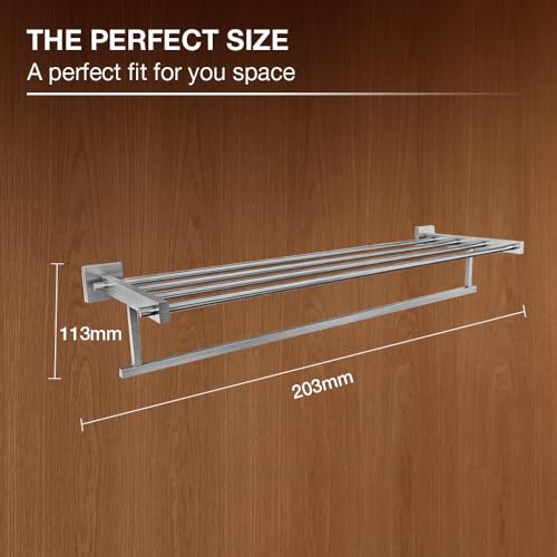 Kohler Multipurpose Towel Rack | Corrosion Resistant, Anti-Peel and Scratch Resistant | 304 Stainless Steel with Brushed Steel Finish | 2 Years Warranty (650L x 203W x 113H mm)
