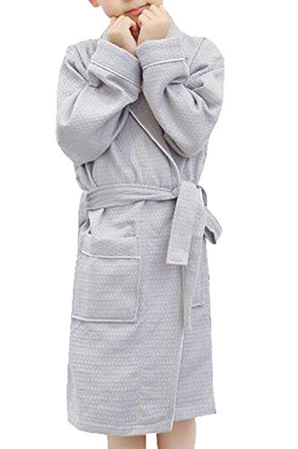 Suplove Children's summer cotton bathrobe boy girl Hooded hot spring swimming Sleeping robe (XXL(8-11 Years), Gray)