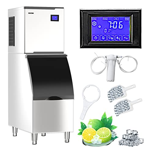 Icemate Ice Machine Commercial 550 Lbs/24H Commercial Ice Maker Machine With Storage 350 Lbs Commercial Ice Machine With Drain Pump,Suitable For Restaurants, Bars, Coffee Shops, Large Families, Etc #TOP2