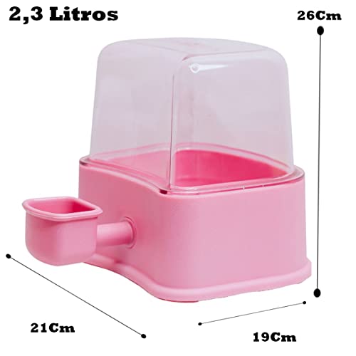 Bebedouro Para Cães Cachorros Gato Pet Automático Para Pelos Longos 2,3 Litros (Rosa)