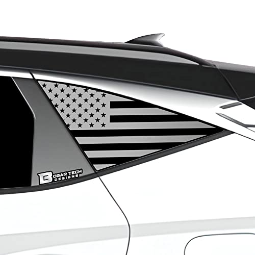 Image of BOGAR TECH DESIGNS Precut Quarter Window American Flag Vinyl Decal Sticker Compatible with Hyundai Tucson 2022-2025, Matte Black
