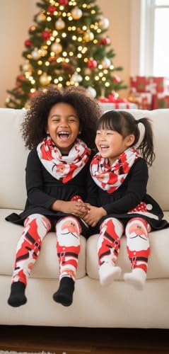 Image of Unique Baby Girls Kids Toddler 3pc Outfit Set Long Sleeve Stretch Tunic Top Leggings and Scarf