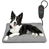 petnf Almohadilla térmica Regulable para Perros y Gatos. Control de Temperatura en 6 Niveles y Temporizador de 24 Horas. Luces LED, Cable Resistente a mordiscos. Color Gris, Medidas 45 x 75 cm.