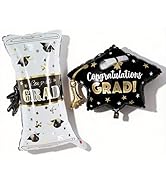 Graduation Foil Balloons Class of 2026 Congrats Grad Balloon Set with Grad Cap Hat Diploma Bachel...