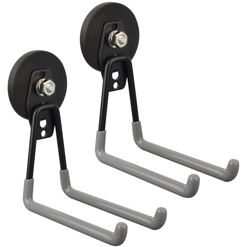 ULIBERMAGNET Uni-Mag Magnetic Garage Hook, Cordless Drill Hooks Heavy Duty,Power Tool Organizer,Large Manget with Hooks for Workshop Organization,2 Pack Hook for Drill,Garden Tool(Gray)