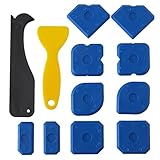 Qyueyue Caulk Tool Kit - 12-Piece Plastic Silicone Caulking Tools for Tile Sealing & Grouting Silicone Finishing Tools for Tile and Grout Smoothing(Blue)