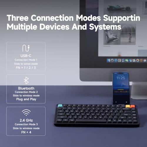 Image of nuphy Air75 V3 Hot-Swap Wireless Mechanical Keyboard, 75% Low Profile Keyboard with Knob, Gaming Keyboard Supports Bluetooth /2.4GHz /USB-C, QWERTY US Layout (Dark /Red Nano Switch)