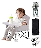 Cartlant Foldable Baby Camping High Chair, Portable Travel Toddler Seat, Outdoor Safe Sitting Support, 6 Months Up, Dining Booster Seat Garden Picnic Chairs, Removable Feeding Tray, Easy Carry Bag