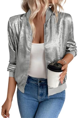 Tomwell Bomber Femme Printemps Été Blouson à Manches Longues Zippé Court Jacket Cardigan Haut...