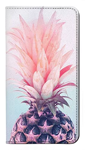 Housse cuir iPhone 15 Pink Pineapple étui à clapet haut de gamme