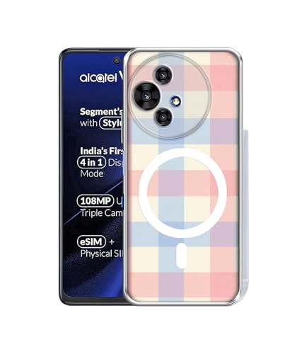 Image of Case Cover for Alcatel V3 Ultra 5G Pastel Checkboard Magnetic Ring Design (Not Magnetic Compatible) | UV Printed Soft TPU Shockproof Back Case for Alcatel V3 Ultra 5G