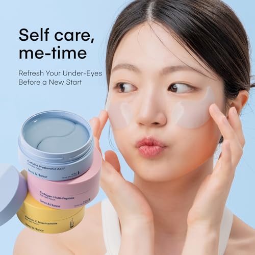Image of TEREZ & HONOR Eye Patches Gift Set - 3-Pack (x 60 Pcs) Korean Hydrogel Eye Masks with Caffeine, Collagen & Vitamin C - For Puffy Eyes, Dark Circles, Fine Lines, Wrinkles & Bags, Travel Case Included