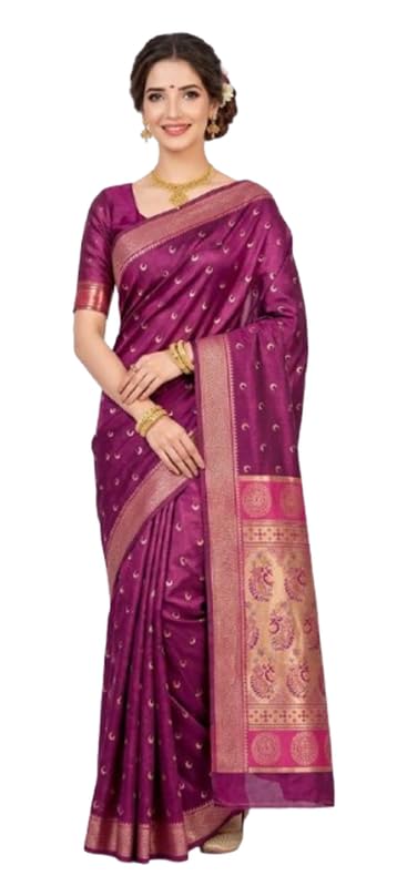 Sari indien Banarasi en soie vêtement traditionnel femme avec chemisier