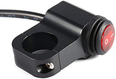 Handlebar Toggle Switch, 12V 16A Motorcycle Motorbike Waterproof Handlebar Headlight Fog Spot Light On Off Switch (Black)