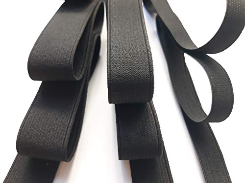 Black Flat Elastic Band/Elastic Cord For Hair Wig Sewing Clothing Accessories Garment Trousers Costumes Craft Diy,Black 1 Inch Elastic - Mixed Size 3 Yards 1/2" 3/4" 1 #TOP4