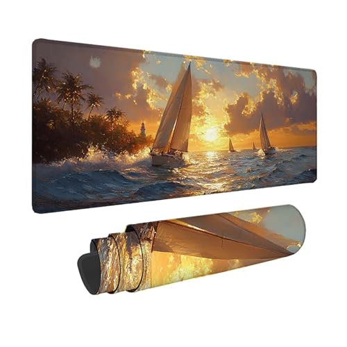 Tapis de souris XXL jaune 80 x 40 cm étanche pour ordinateur PC et gamer