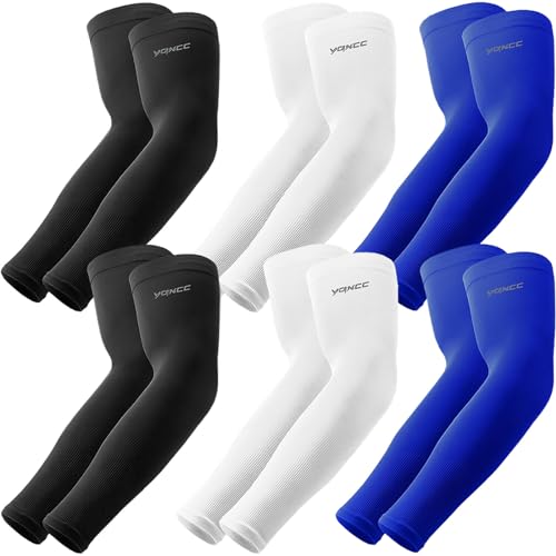 Image of YQXCC 4 Pairs UV Sun Protection Arm Sleeves - Tattoo Cover Up - UPF 50 Sports Compression Cooling Sleeve for Men & Women