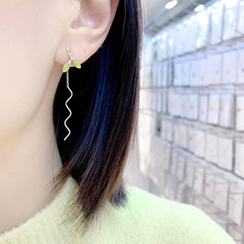 Boucles d'oreilles à feuilles de style S925 légères et polyvalentes pour femme