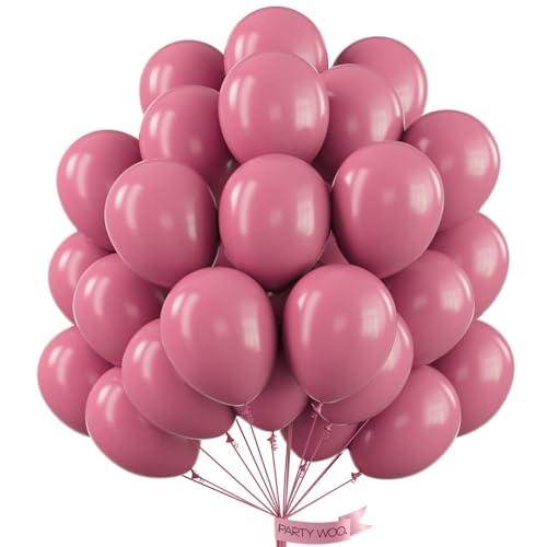 Image of PartyWoo Mauve Dusty Balloons 50pcs Blush Pink Rose Latex Helium Balloons